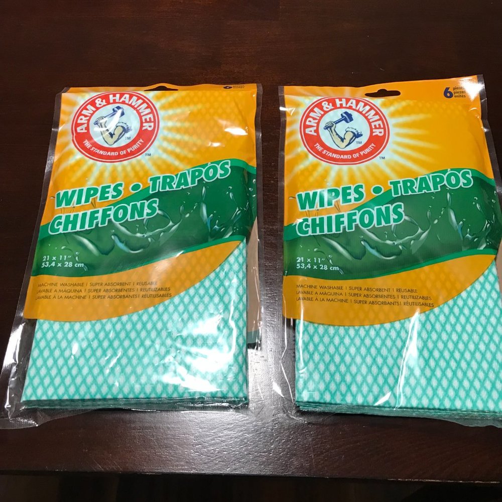 Lot of 2 Arm & Hammer Reusable wipes. Total of 12 NEW